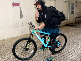 Ali Fazal snapped riding his bicycle in Juhu