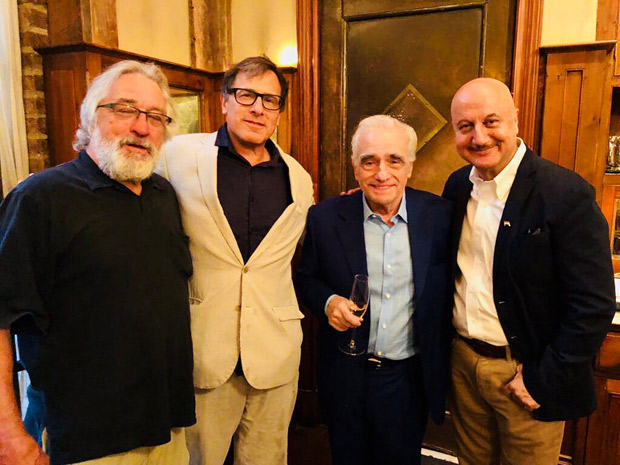 Anupam Kher meets legendary filmmaker Martin Scorsese; gifts Bhagvad Gita to Robert DeNiro at his 75th birthday celebration 