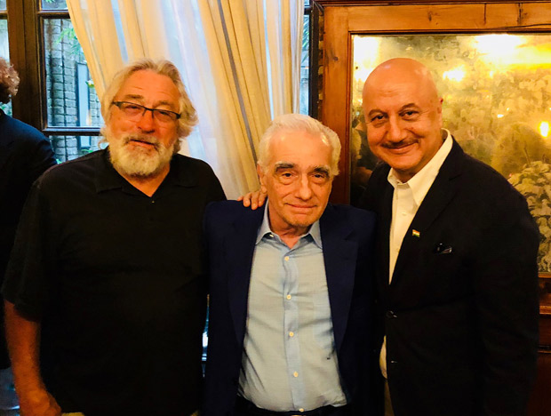 Anupam Kher meets legendary filmmaker Martin Scorsese; gifts Bhagvad Gita to Robert DeNiro at his 75th birthday celebration 