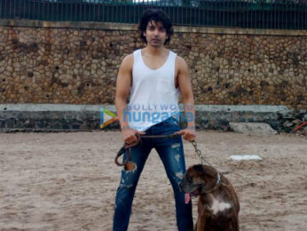 Gurmeet Choudhary snapped at Juhu beach with his dog