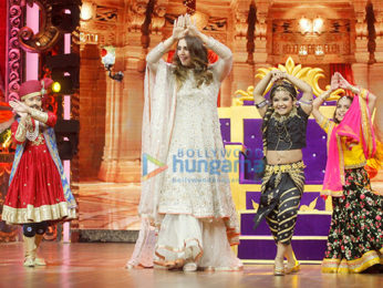 Huma Qureshi snapped on sets of the show India's Best Dramebaaz