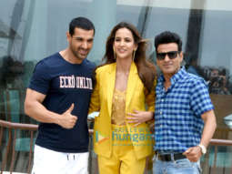 John Abraham, Manoj Bajpayee and Aisha Sharma snapped during media interaction for their film Satyamave Jayate