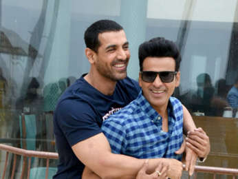 John Abraham and Manoj Bajpayee and Aisha Sharma snapped during media interaction for their film Satyamave Jayate