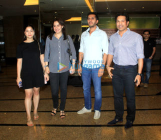 Sachin Tendulkar snapped with his family at Rang Mandir in Bandra