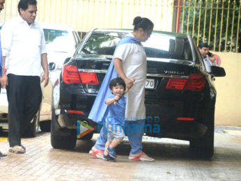 Taimur Ali Khan snapped at Karishma Kapoor's house