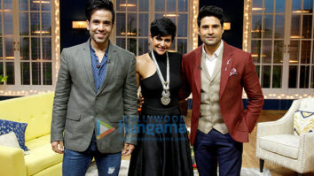 Tusshar Kapoor, Mandira Bedi and Rajeev Khandelwal snapped on sets of the show Juzz Baatt