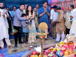 Bhushan Kumar his wife Divya Khosla Kumar and their son snapped at the Ganesh puja at the T-Series office