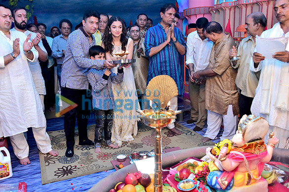 bhushan kumar his wife divya khosla kumar and their son snapped at the ganesh puja at the t series office 1