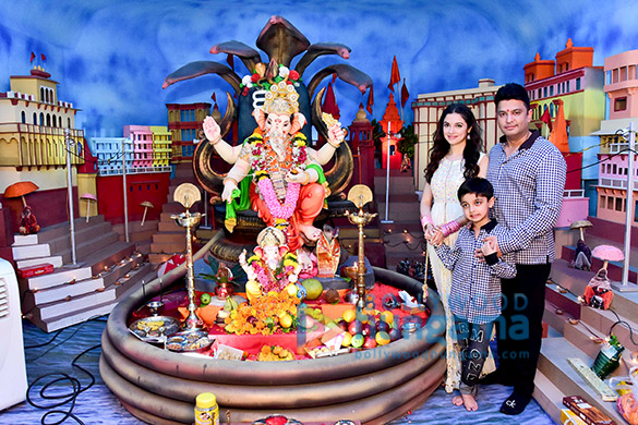 bhushan kumar his wife divya khosla kumar and their son snapped at the ganesh puja at the t series office 5
