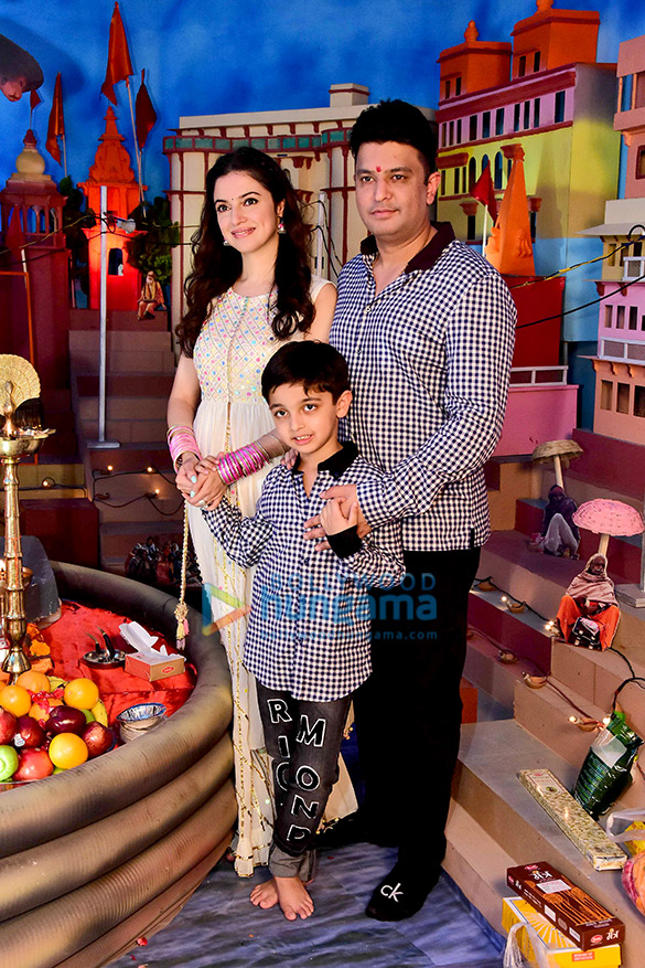bhushan kumar his wife divya khosla kumar and their son snapped at the ganesh puja at the t series office 6