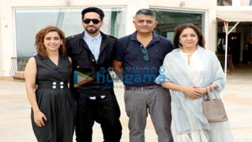 Cast of Badhaai Ho snapped during media interactions at Sun N Sand in Juhu
