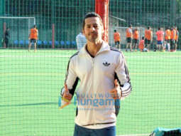 Dino Morea and Ahan Shetty snapped during a football match