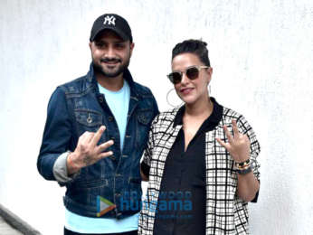 Harbhajan Singh and Neha Dhupia snapped on sets of the show #NoFilterNeha Season 3