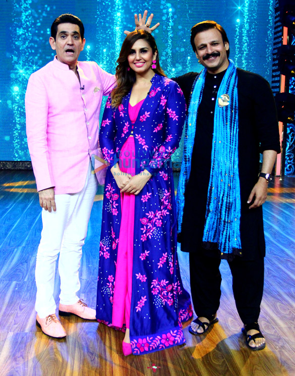 judges of the show india_s best dramebaaz vivek anand oberoi huma qureshi and omung kumar and host shantanu maheshwari 1