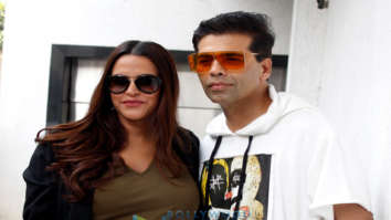Karan Johar and Neha Dhupia snapped on sets of the show No Filter Neha