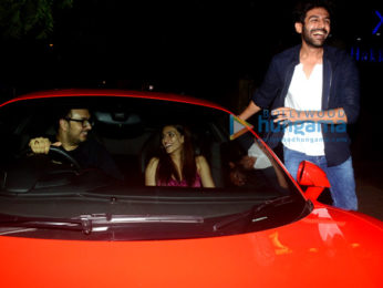 Kartik Aaryan, Dinesh Vijan, Kriti Sanon & Varun Sharma spotted at Hakkasan
