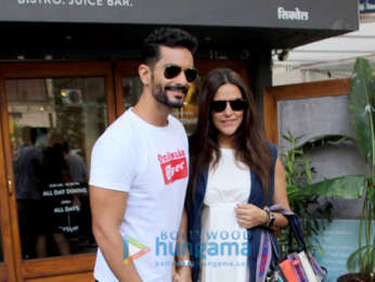 Neha Dhupia and Angad Bedi spotted at Sequel cafe in Bandra
