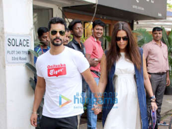 Neha Dhupia and Angad Bedi spotted at Sequel cafe in Bandra