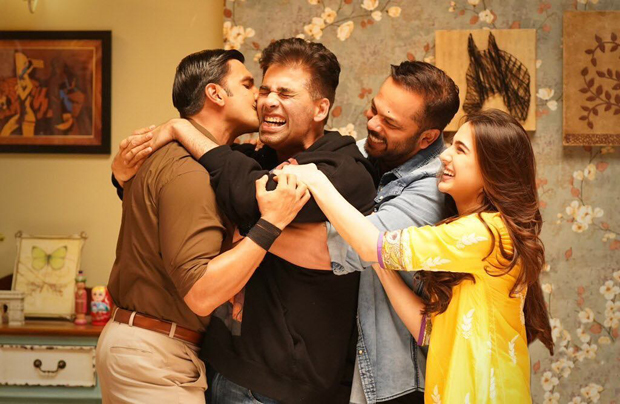 SIMMBA Ranveer Singh, Karan Johar, Rohit Shetty and Sara Ali Khan share bone crushing love and it is too cute