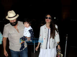Saif Ali Khan, Kareena Kapoor Khan and Taimur Ali Khan snapped at the airport last night