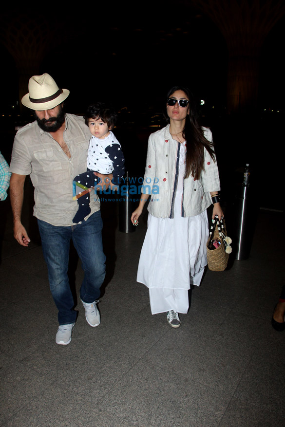 Saif Ali Khan, Kareena Kapoor Khan and Taimur Ali Khan snapped at the airport last night Saif Ali Khan, Kareena Kapoor Khan and Taimur Ali Khan snapped at the airport last night