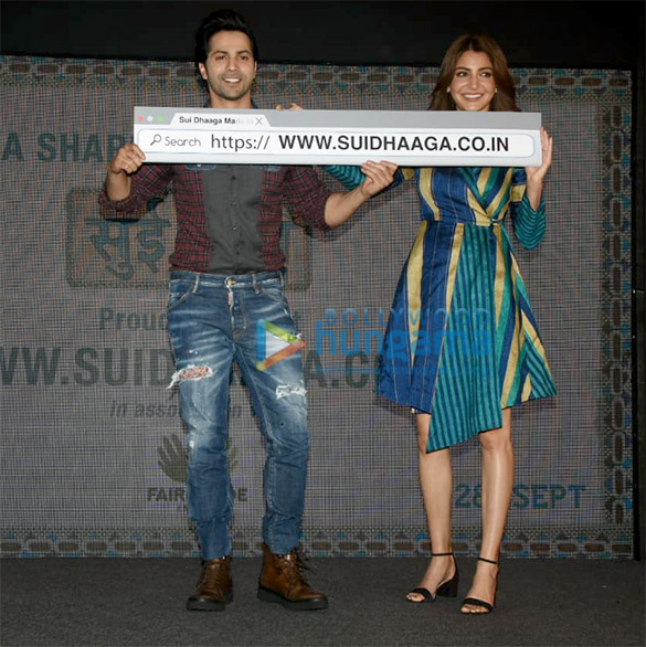 Varun Dhawan and Anushka Sharma snapped during Sui Dhaaga – Made In India promotions