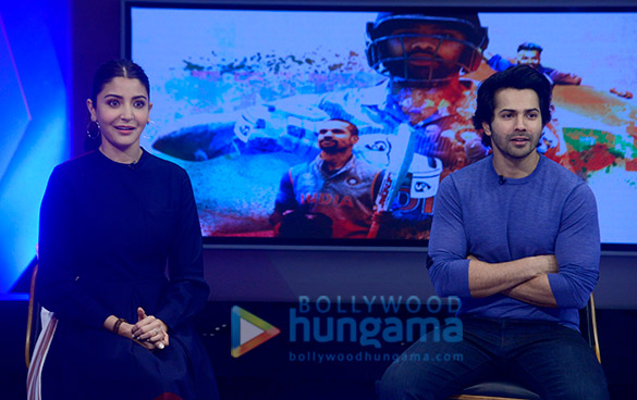 varun dhawan and anushka sharma visits star sports studio to promote the film sui dhaaga made in india on nerolac cricket live 3