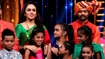 Amruta Khanvilkar snapped on sets of the show Marathi Super Dancer