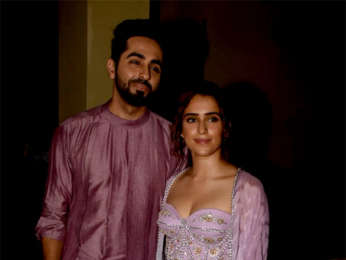 Ayushmann Khurrana, Sanya Malhotra snapped promoting 'Badhaai Ho'