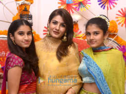 Raveena Tandon snapped with daughter for Dussehra celebration