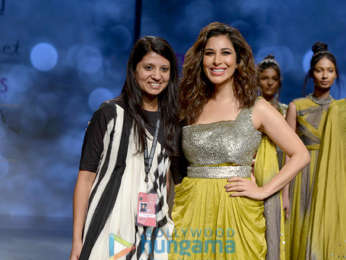 Sophie Choudry walks the ramp in an abstract design by Megha Jain Madaan