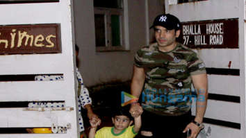 Tusshar Kapoor snapped with son at school