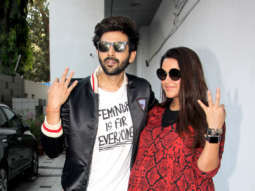 Kartik Aaryan and Neha Dhupia snapped on sets of the show No Filter Neha