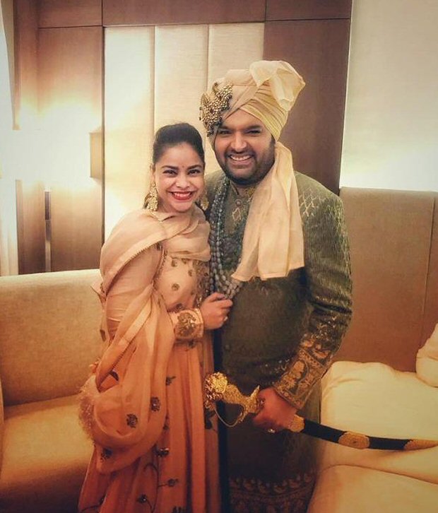 Kapil Sharma's on screen wife Sumona Chakravarty poses with him at his real wedding