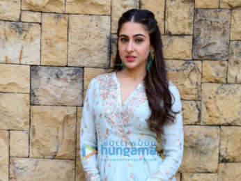 Sara Ali Khan snapped during media interactions for Kedarnath at JW Marriott in Juhu