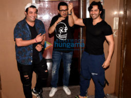 Varun Dhawan, Dinesh Vijan and Varun Sharma spotted post a movie screening