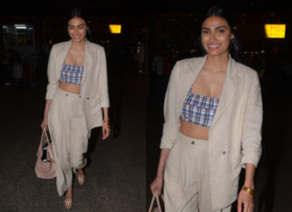 Airport Slay or Nay: Athiya Shetty in Topshop suit, Bershka Collection top and Gucci x Yankees shoes