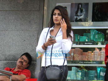 Rhea Chakraborty snapped at a salon in Bandra