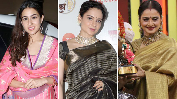 Sara Ali Khan, Kangana Ranaut, Rekha and others grace the Maharashtra ceremony