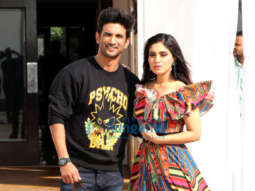 Sushant Singh Rajput and Bhumi Pednekar snapped during interviews for their film Sonchiriya at Sun n Sand in Juhu