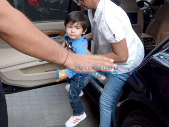 Taimur Ali Khan snapped at Soha Ali Khan's residence in Bandra