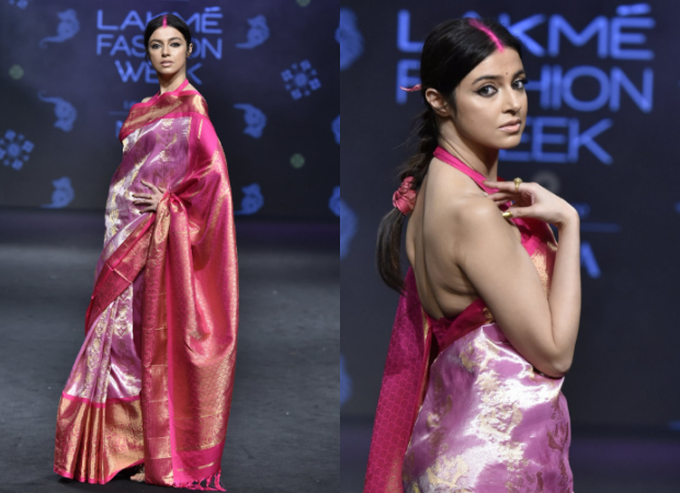 Lfw Summerresort 2019 Divya Khosla Kumar Stuns In A Pink Silk Saree As Showstopper For