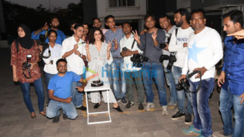 Sanya Malhotra snapped celebrating her birthday with the media