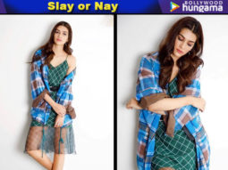 Kriti Sanon in an INR 9,500/- Saaksha and Kinni checkered dress for Luka Chuppi promotions