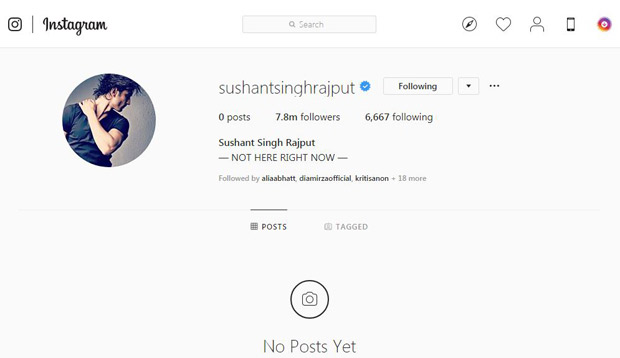 Sushant Singh Rajput DELETES all his Instagram posts 