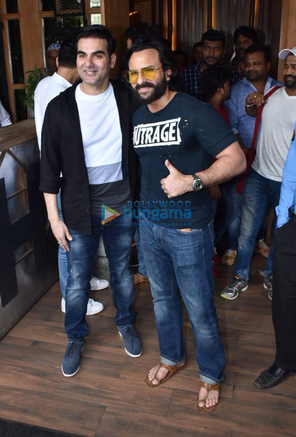 Saif Ali Khan spotted with Arbaaz Khan for an ad shoot at Hoot in Mumbai Saif Ali Khan spotted with Arbaaz Khan for an ad shoot at Hoot in Mumbai