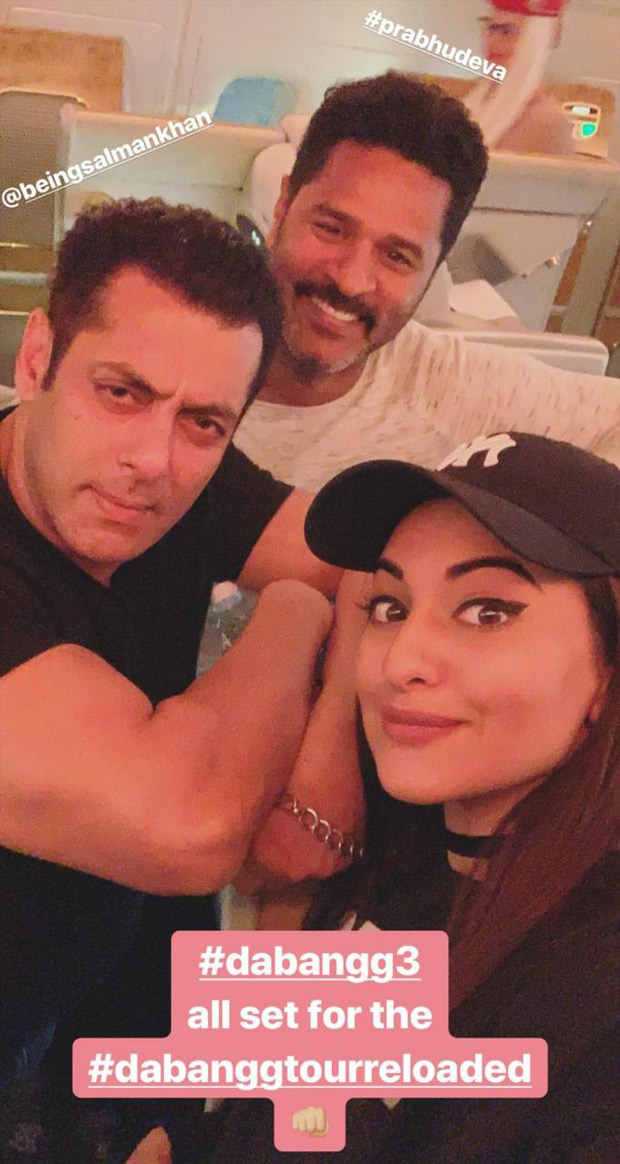 Dabangg Reloaded 2019 - Sonakshi Sinha shares a selfie with Salman Khan and Prabhu Deva Dabangg Reloaded 2019 - Sonakshi Sinha shares a selfie with Salman Khan and Prabhu Deva