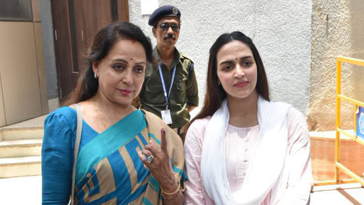 Hema Malini & Esha Deol VOTES for Lok Sabha Elections 2019