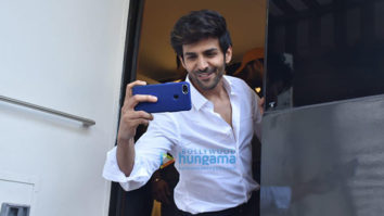 Kartik Aaryan snapped during an ad shoot