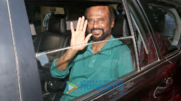 Rajinikanth snapped during a shoot in Bandra